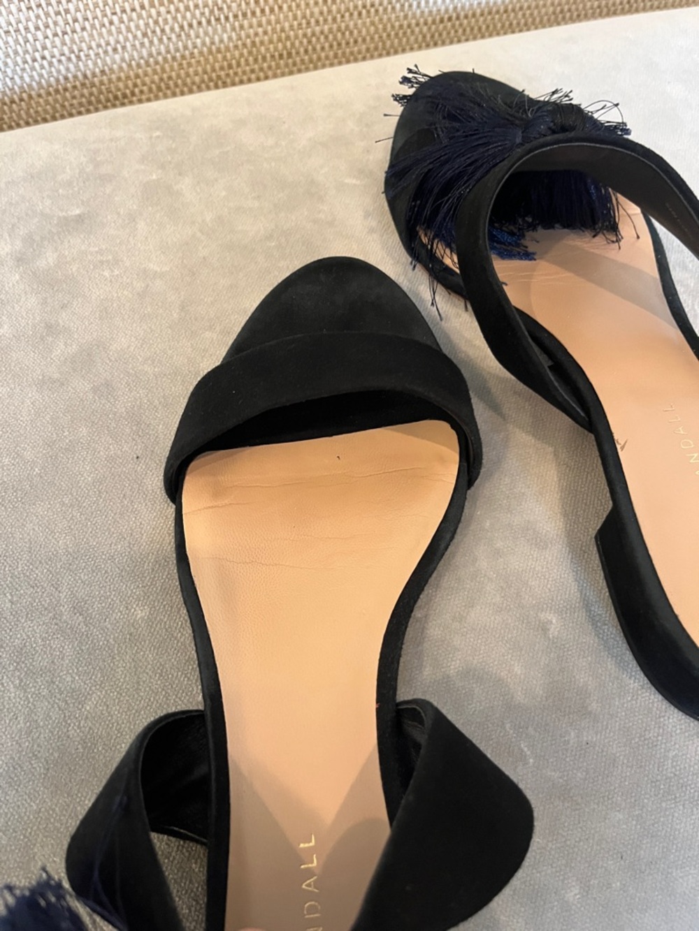 Loeffler Randall Black Tassel Slide Mules with Navy Accents - Picture 3 of 7